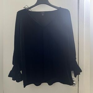 Halogen Black Ruffle Sleeve Blouse